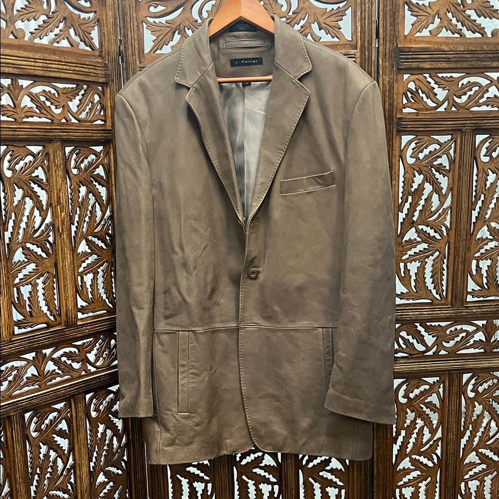 J.Ferrar Taupe Leather Jacket